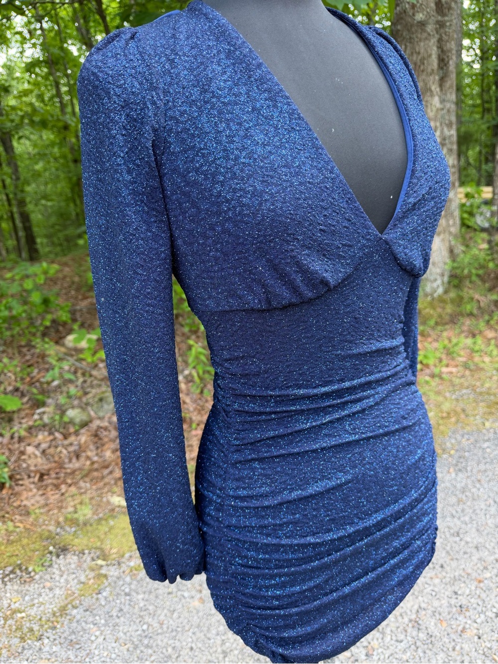 Windsor Navy Sparkle Long Sleeve Mini Dress